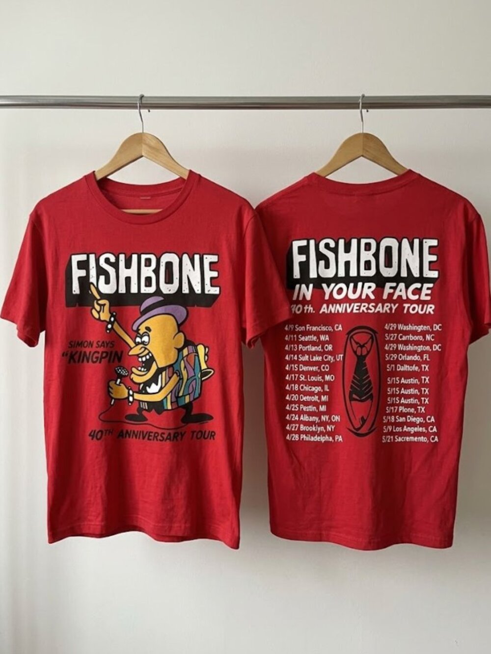 Fishbone In Your Face 40th Anniversary Tour 2026 T-Shirt Reprint